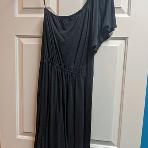 Black Cotton one shoulder dress